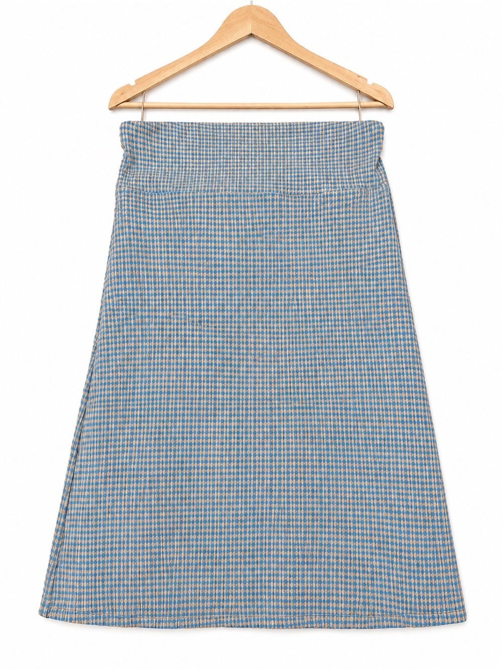 Aritzia Wilfred Blue Gingham Seersucker Strapless Mini Dress XL 98965 Summer